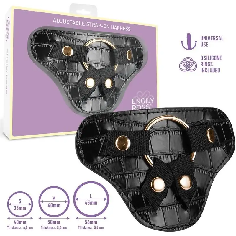 Roxane-harnais-Universal-reglable-3-Anneau-en-silicone-Noir-1