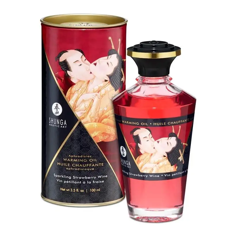 Shunga-huile-massage-effet-chaud-Aromvin-mousseux-en-fraise-1