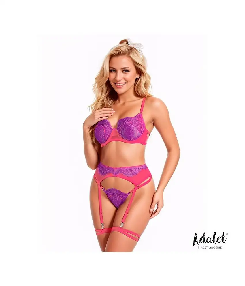 Stelle-Set-soutien-gorge-Tanga-jarretelle-pourpre-rose-1