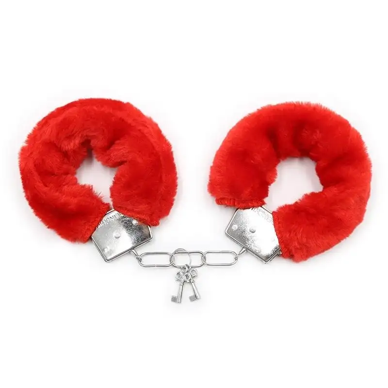 menottes-en-metal-pour-poignees-avec-franges-rouge-1