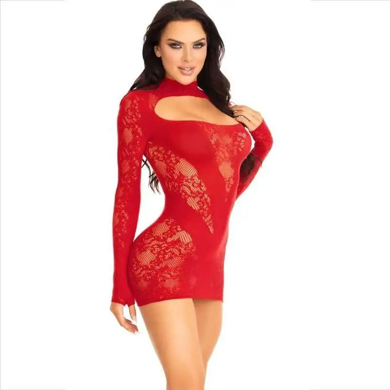 mini-robe-avec-dentelle-manches-longues-rouge-1