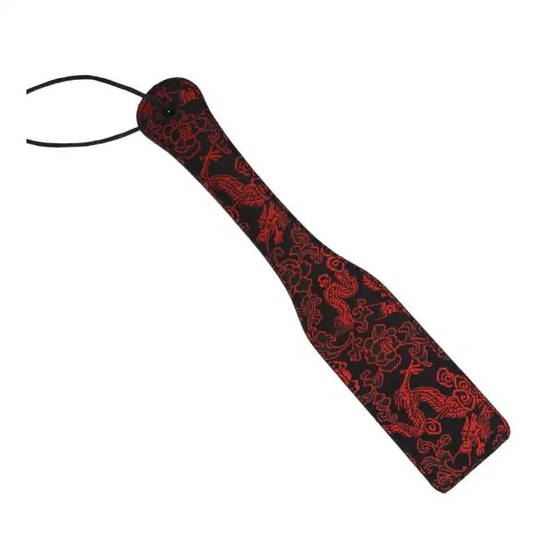 paddle-tapette-simili-cuir-et-brocard-rouge-1