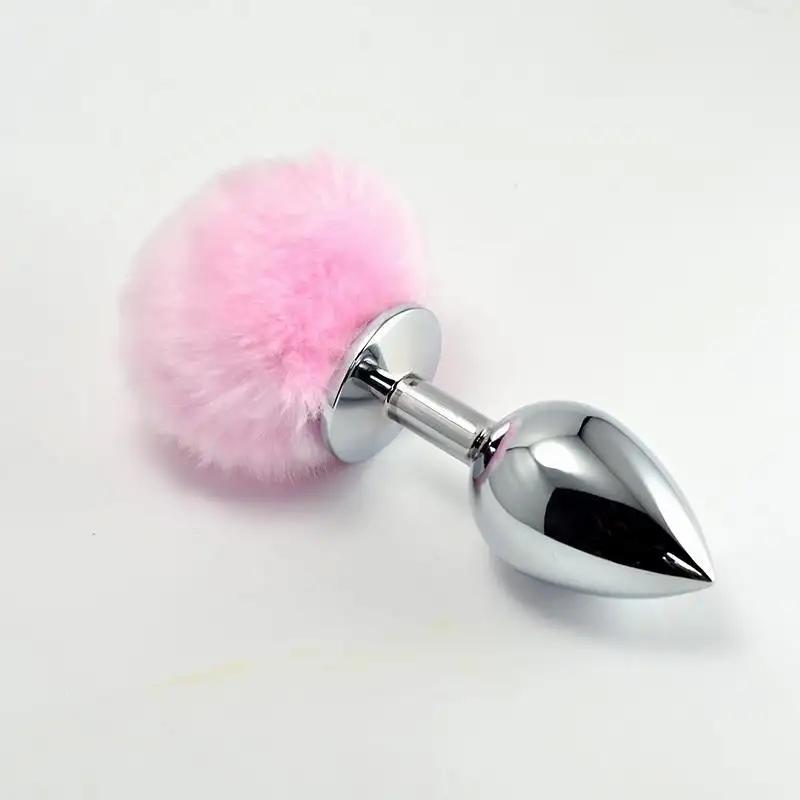 plug-anal-de-metal-avec-pompon-rose-taille-s-1